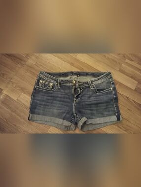 Vigoss Women's Medium Wash Rolled Cuff Boyfriend Denim Shorts